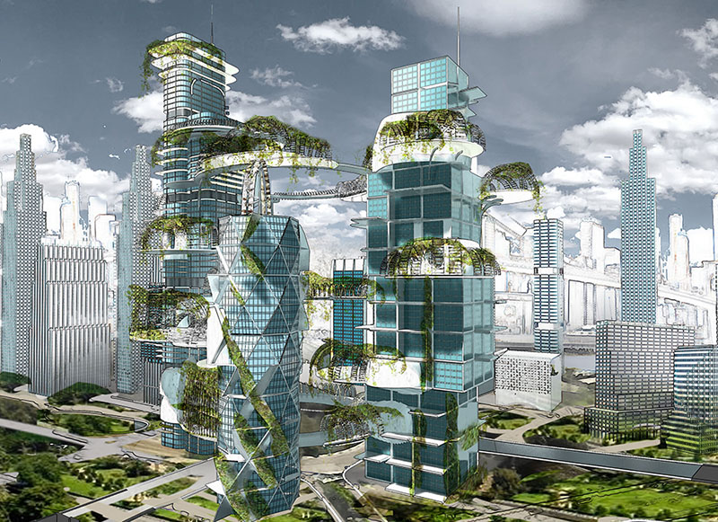 ASCE's Future World Vision - Artist rendering of Mega City: 2070 - the historical core.