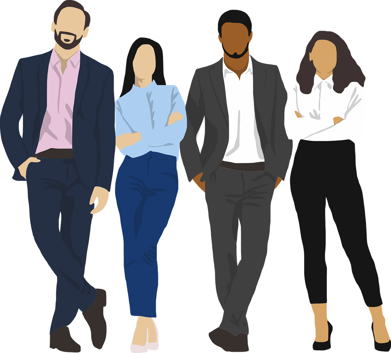 group of four young professionals