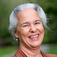 Woman in red blouse