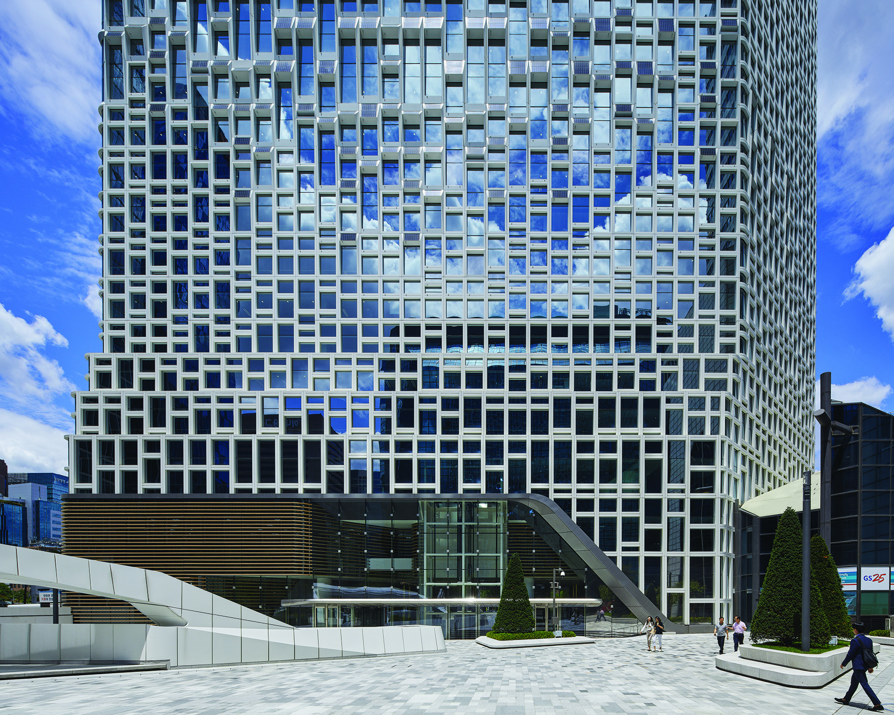 building facade covered in photovoltaic panels