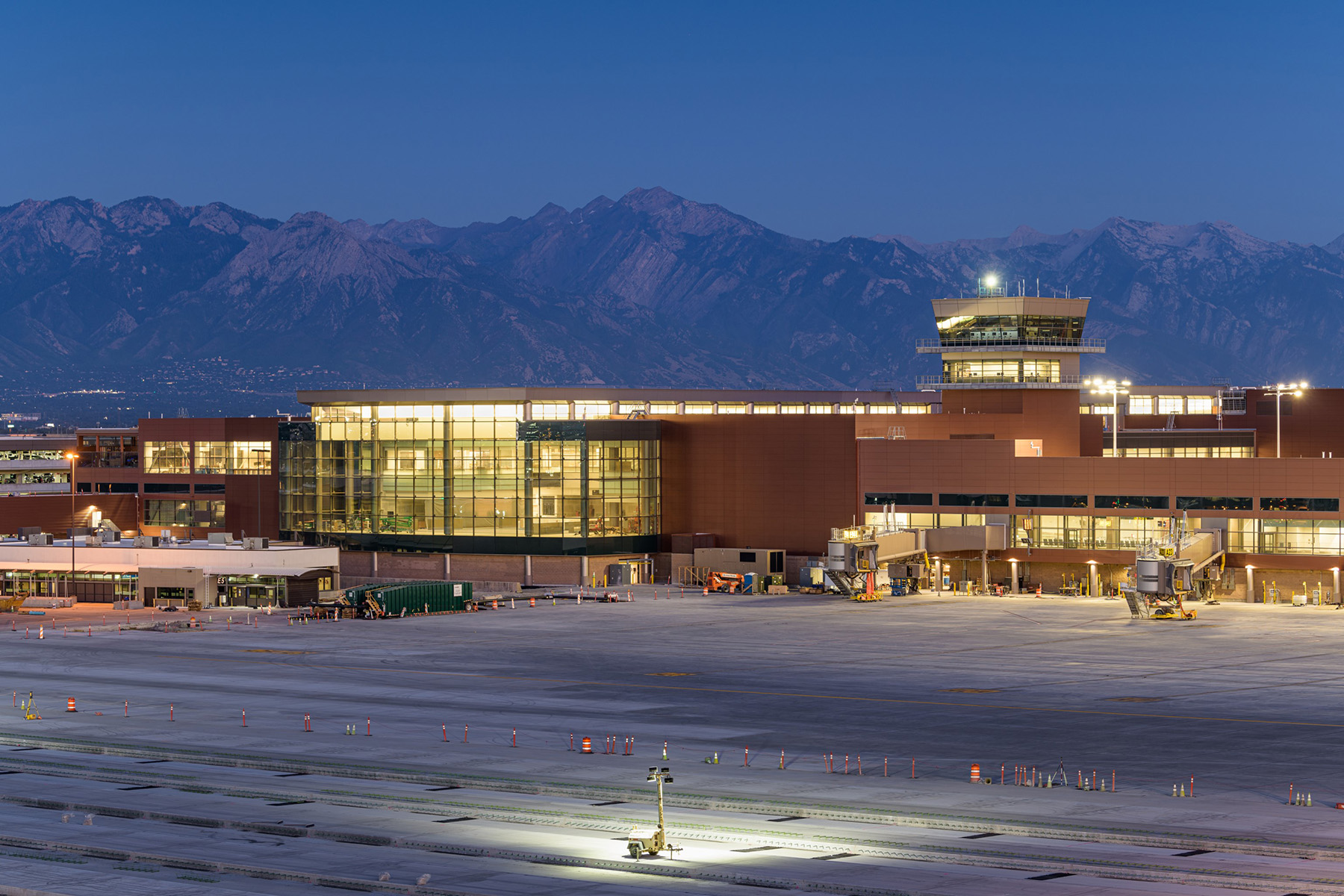 nighttime photo of an airport