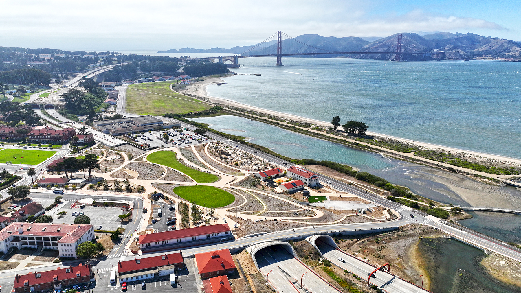 AERIAL OF PRESIDIO TUNNEL TOPS PARK