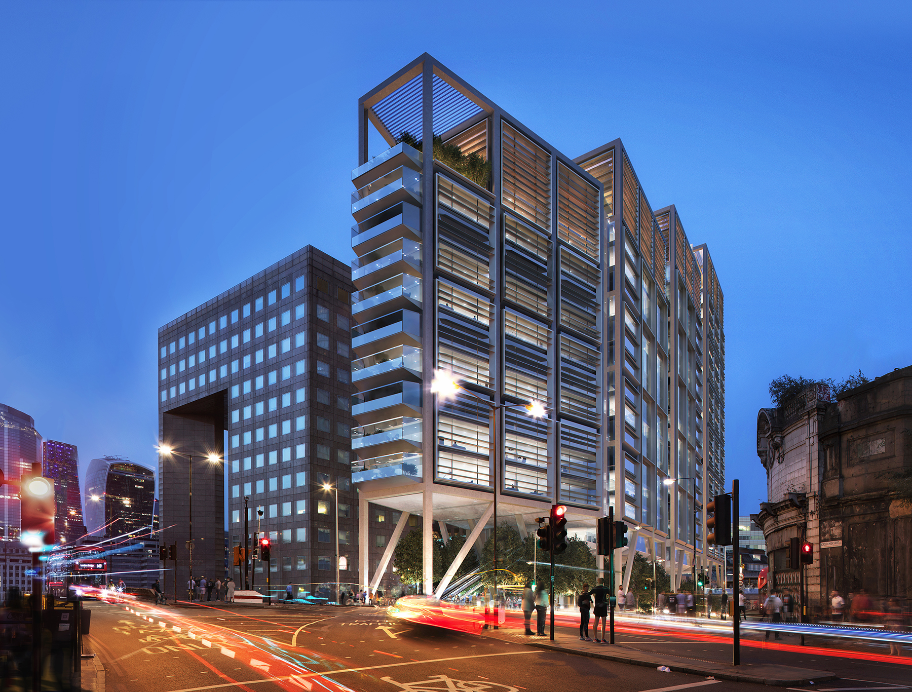 ELEVATED BUILDING ATOP PARK AREA