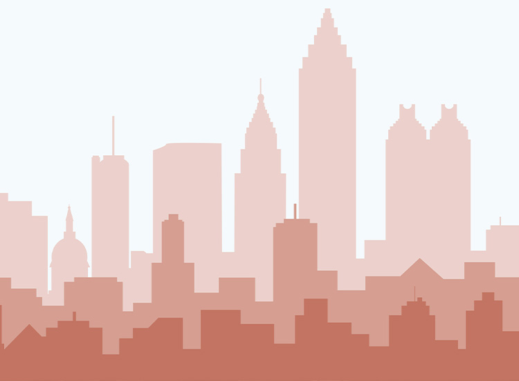 The drawing shows a city skyline, movie camera, and rolls of movie film. 