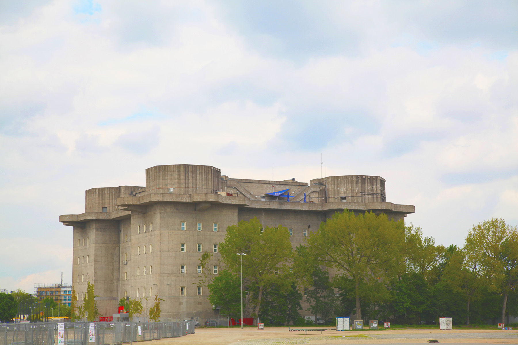 The photograph shows the original bunker before the addition of the ramp and new levels.
