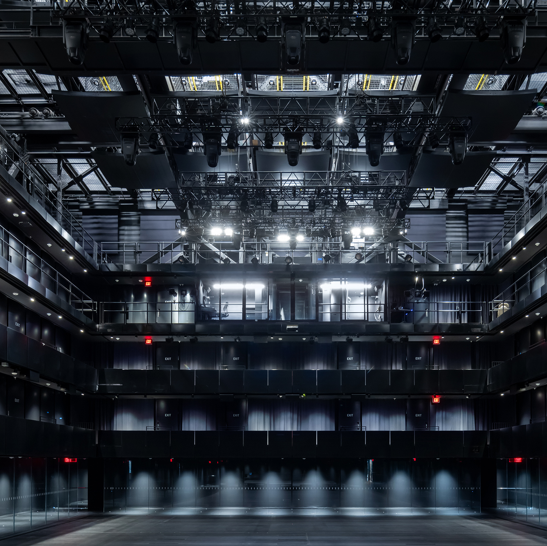 balcony seats hang from gantries
