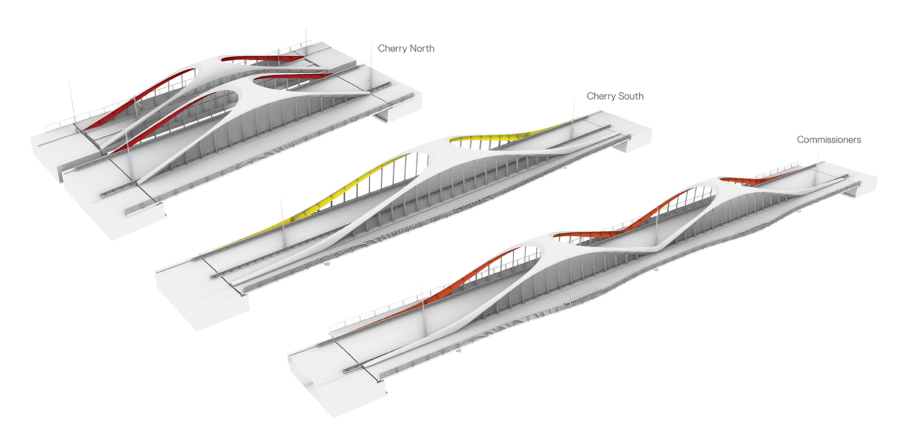graphic depicting shapes and styles of three bridges