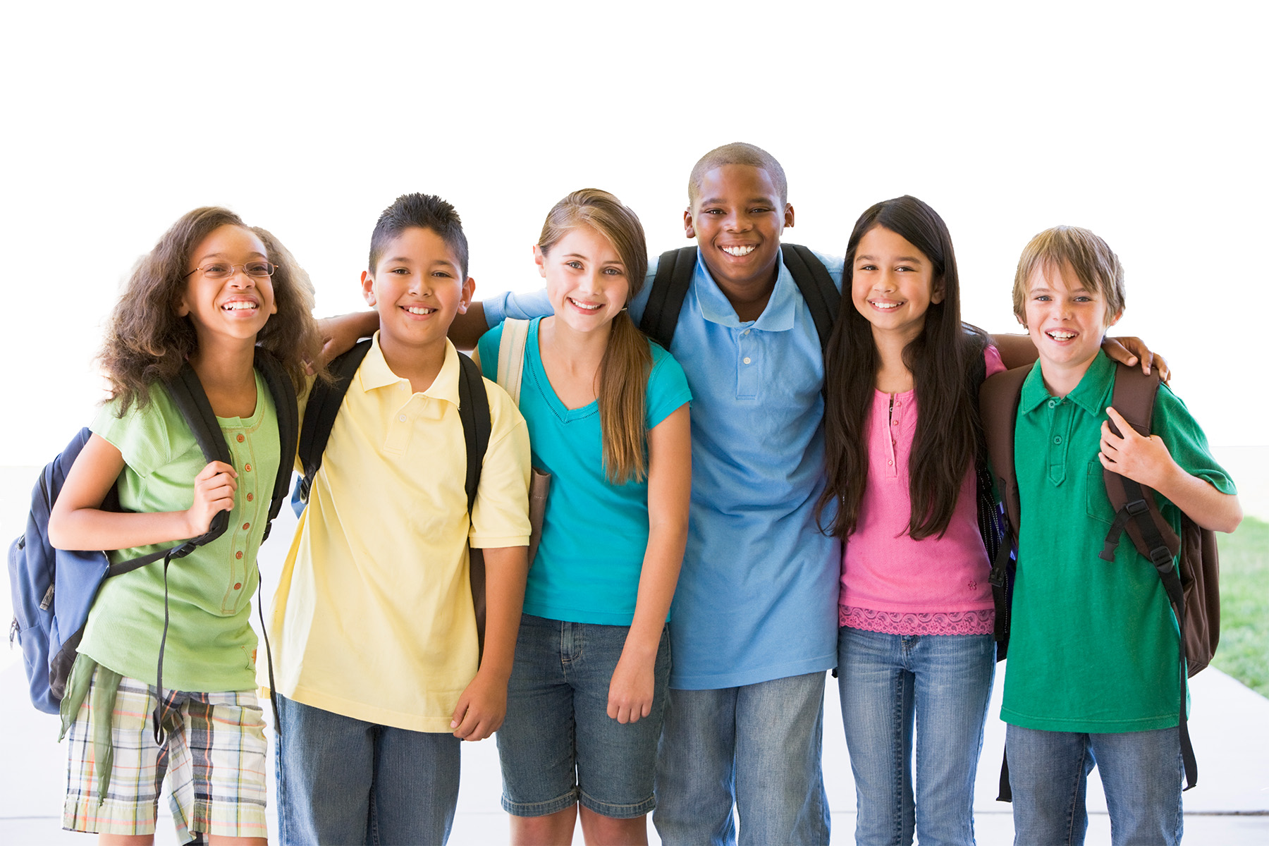 Group of teens smile at the camera.