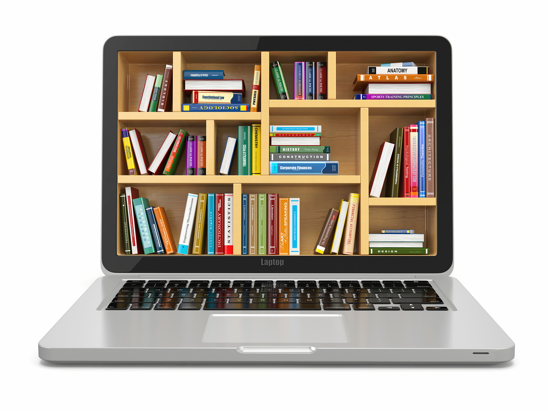 laptop with library on screen