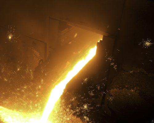 Molten metal poured from ladle